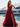 Spaghetti Strap V-Neck Ruffle Ball Gown Long Prom Dress With Split in Burgundy