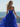 Spaghetti Strap V-Neck Ruffle Ball Gown Long Prom Dress With Split in Royal Blue