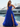 Spaghetti Strap V-Neck Ruffle Ball Gown Long Prom Dress With Split in Royal Blue