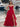 Spaghetti Strap V-Neck Ruffle Ball Gown Prom Dress With Slit - Red
