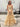 Sparkly Lace Embroidery Cut Front Ball Gown Prom Dress - Champagne