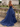Sparkly Appliques V-Neck Bodice Long Ball Gown Prom Dress in Navy Blue