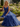 Sparkly Appliques V-Neck Bodice Long Ball Gown Prom Dress in Navy Blue