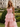 V-Neck Sparkly Crystal Lace Up Long Ball Gown Prom Dress With Split in Pink
