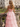 V-Neck Sparkly Crystal Lace Up Long Ball Gown Prom Dress With Split in Pink