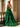 Bodice Spaghetti Strap Tulle Ruffle Prom Dress With Slit - Emerald Green