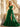 Bodice Spaghetti Strap Tulle Ruffle Prom Dress With Slit - Emerald Green