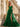 Bodice Spaghetti Strap Tulle Ruffle Prom Dress With Slit - Emerald Green