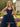 Sweetheart Polka Dot Ball Gown Prom Dress With Belt in Navy Blue