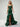 Cut Front Sparkly Beading Bow Back Ruched Bodice Mermaid Long Prom Dress With Slit - Emerald Green