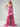 Cut Front Sparkly Beading Bow Back Ruched Bodice Mermaid Long Prom Dress With Slit - Hot Pink