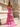 Cut Front Sparkly Beading Bow Back Ruched Bodice Mermaid Long Prom Dress With Slit - Hot Pink