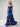 Cut Front Sparkly Beading Bow Back Ruched Bodice Mermaid Long Prom Dress With Slit - Royal Blue