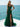 V-Neck Lace Up Embroidery Bodice Long Mermaid Prom Dress With Slit - Emerald Green