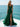 V-Neck Lace Up Embroidery Bodice Long Mermaid Prom Dress With Slit - Emerald Green