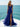 V-Neck Lace Up Embroidery Bodice Long Mermaid Prom Dress With Slit - Royal Blue