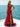 V-Neck Lace Up Embroidery Bodice Long Mermaid Prom Dress With Slit - Red