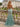 Square Neck Sparkly Appliques Backless Long Mermaid Prom Dress With Split in Turquoise