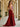 Lace Embroidery Beaded Mermaid Prom Dress With Waist Drop - Red