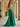 Lace Embroidery Beaded Mermaid Prom Dress With Waist Drop - Emerald Green