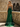 Luxury Crystal Dubai Sheer Bodice Mermaid Evening Dress - Emerald Green