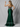Luxury Crystal Dubai Sheer Bodice Mermaid Evening Dress - Emerald Green