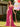 V-Neck Chiffon Tiered Prom Dress With Ruffle - Hot Pink