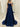 Beading Illusion Ruched Bodice Mermaid Prom Dress With Detachable Sleeves - Dark Blue