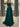 Beading Illusion Ruched Bodice Mermaid Prom Dress With Detachable Sleeves - Emerald Green