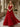 Sheer Bodice Lace Embroidery Ruffle Ball Gown Prom Dress - Red
