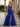 Sheer Bodice Lace Embroidery Ruffle Ball Gown Prom Dress - Royal Blue