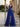 Sheer Bodice Lace Embroidery Ruffle Ball Gown Prom Dress - Royal Blue