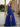 Sheer Bodice Lace Embroidery Ruffle Ball Gown Prom Dress - Royal Blue