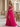 Sheer Bodice Lace Embroidery Ruffle Ball Gown Prom Dress - Hot Pink