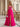 Sheer Bodice Lace Embroidery Ruffle Ball Gown Prom Dress - Hot Pink