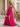 Sheer Bodice Lace Embroidery Ruffle Ball Gown Prom Dress - Hot Pink
