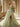 Sheer Bodice Lace Embroidery Ruffle Ball Gown Prom Dress - Olive Green