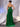 Sheer Bead Bodice Satin Strapless Mermaid Evening Dress With Split - Emerald Green