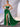 Sheer Bead Bodice Satin Strapless Mermaid Evening Dress With Split - Emerald Green