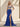 Hand Beading Off Shoulder Sheer Bodice Mermaid Evening Dress in Royal Blue