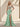 Hand Beading Off Shoulder Sheer Bodice Mermaid Evening Dress in Mint Green
