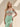Hand Beading Off Shoulder Sheer Bodice Mermaid Evening Dress in Mint Green