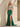 Hand Beading Off Shoulder Sheer Bodice Mermaid Evening Dress in Emerald Green