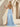 Hand Beading Off Shoulder Sheer Bodice Mermaid Evening Dress in Sky Blue