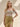 Hand Beading Off Shoulder Sheer Bodice Mermaid Evening Dress in Gold