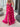 Satin Bow Waist Sparkly Lace Strapless Ruffle Tiered Prom Dress - Hot Pink