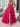 Satin Bow Waist Sparkly Lace Strapless Ruffle Tiered Prom Dress - Hot Pink