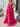 Satin Bow Waist Sparkly Lace Strapless Ruffle Tiered Prom Dress - Hot Pink
