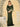Long Sleeve Acetate Satin Sheath Bridesmaid Dress With Ruched Bust - Olive Green