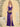 V-Neck Acetate Satin Bodice Draped Bridesmaid Dress With Split - Purple